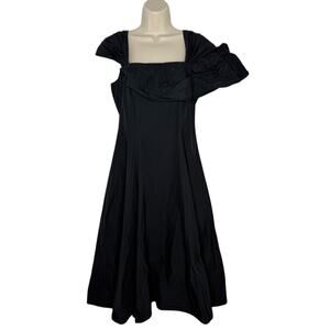 Elm Design Womens Fit & Flare Black Square Neck Puff Sleeve Art Dress Size 1